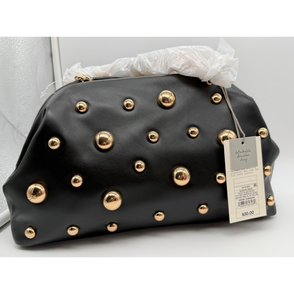 A New Day Black Studded Clutch Bag Bundle with Jasmine Lane Rings and Earrings - Picture 4 of 7